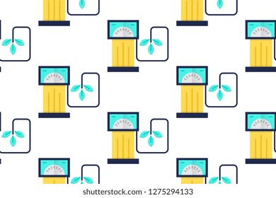 Eco Fuel icon in flat style isolated on white background.  Seamless pattern stock vector illustration