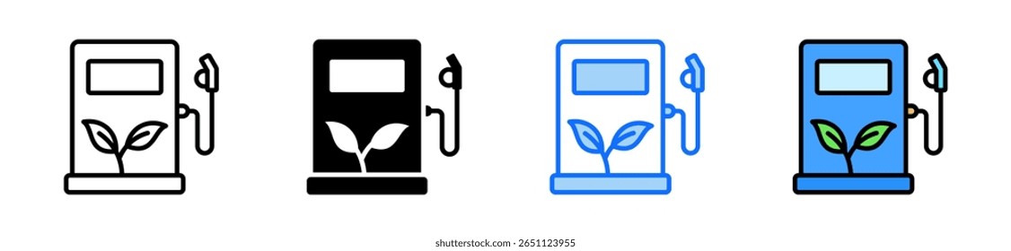 Eco Fuel Icon Definir Coleção de Estilos Múltiplos