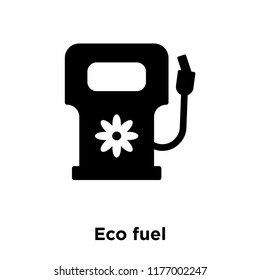 Eco fuel icon vector isolated on white background, logo concept of Eco fuel sign on transparent background, filled black symbol