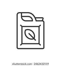 Eco fuel, in line design. Eco, fuel, green, energy, sustainable, biofuel, renewable on white background vector. Eco fuel editable stroke icon.