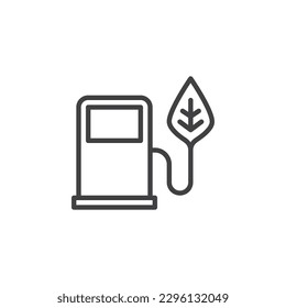 Eco fuel line icon. linear style sign for mobile concept and web design. Eco gas station outline vector icon. Symbol, logo illustration. Vector graphics