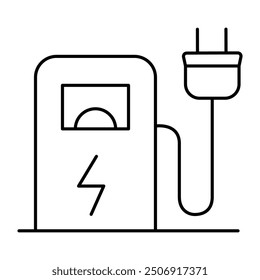 Eco Fuel Pump Station Editable Line Icons. Green Technology, Net Zero, Carbon Neutral and Environmental Sustainability Concept in Minimal Style. Thin Outline Icons Collection