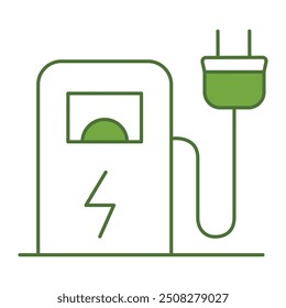 Eco Bomba De Combustível Estação Ícones De Linha Editáveis. Tecnologia verde, Net Zero, carbono neutro e conceito de sustentabilidade ambiental em estilo mínimo. Coleção de Ícones de Estrutura de Tópicos Finos