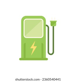 Vector plano del icono de la estación de combustible ecológico. Naturaleza limpia. Planta solar aislada