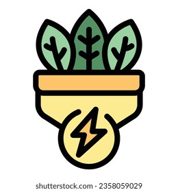 Vector de contorno de icono de embudo ecológico. Energía ecológica. Color del combustible básico plano