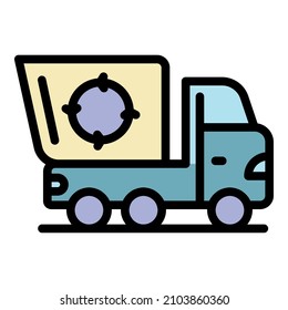 Eco garbage truck icon. Outline eco garbage truck vector icon color flat isolated