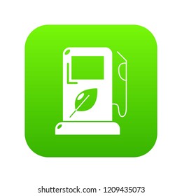 Eco gas station icon green vector isolated on white background
