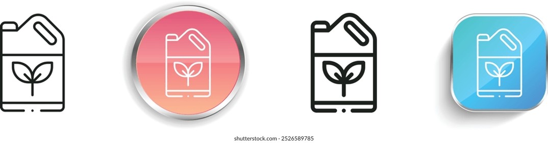 Icono de la gasolina del eco. Diseño de estilo lineal delgado, regular y de Botón aislado sobre fondo blanco