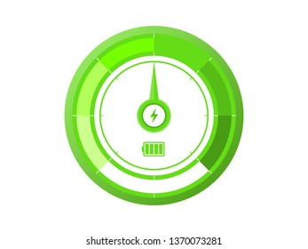 Eco Gauge Battery Icon Vector Illustration