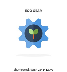 Eco Gear icon flat. Vector illustration on white background. Can used for web, app, digital product, presentation, UI and many more.