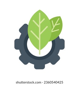 Vector plano del icono del engranaje ecológico. Naturaleza limpia. Salvar las plantas aisladas