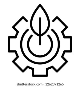 Eco gear icon. Outline eco gear vector icon for web design isolated on white background