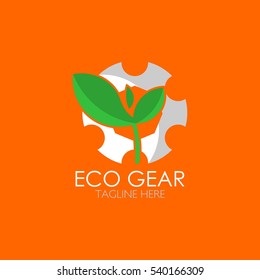 Eco Gear Logo Design Template. Vector Illustration