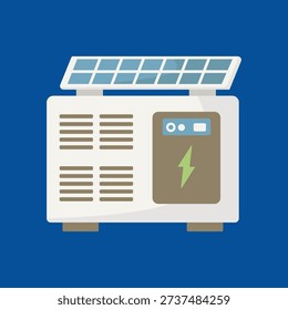 Eco generator with solar panel icon vector illustration, green energy generator and solar panel icon vector, solar electricity generator icon vector illustration