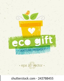 Eco Gift Nature Friendly Vector Concept on Recycled Paper Background