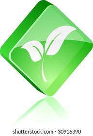 Eco glass button. Vector illustration.