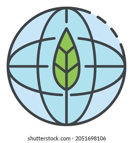 Eco global earth icon. Outline eco global earth vector icon color flat isolated on white