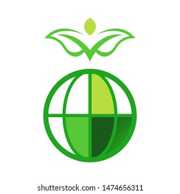 Eco Global Logo template vector clean world icon design