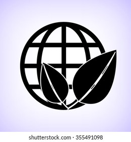 Eco globe -  black vector icon