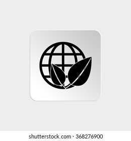 Eco globe  - black vector icon