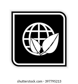 Eco globe  - black vector icon