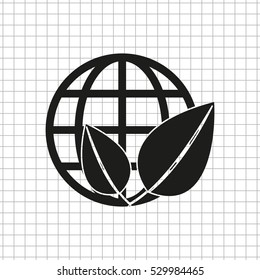 Eco globe -  black vector icon