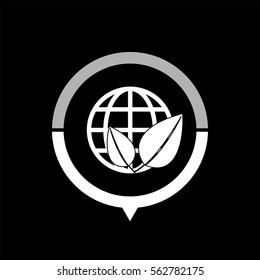 Eco globe  - black vector icon