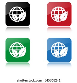 Eco globe  - color vector icon  with shadow