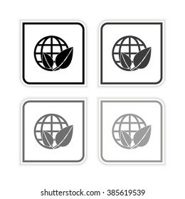 Eco globe -  grayscale vector icon