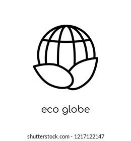 eco globe icon. Trendy modern flat linear vector eco globe icon on white background from thin line nature collection, editable outline stroke vector illustration