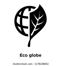 Eco globe icon vector isolated on white background, logo concept of Eco globe sign on transparent background, filled black symbol