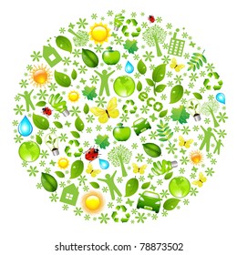 Eco-Globe einzeln auf weißem Hintergrund, Vektorgrafik