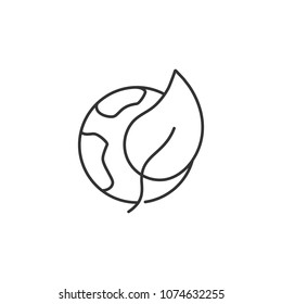Eco globe line icon. Simple element illustration. Eco globe line symbol design from Ecology collection set. Can be used in web and mobile on white background