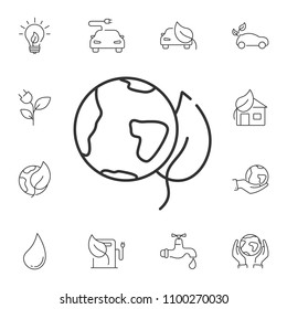 Eco globe line icon. Simple element illustration. Eco globe line symbol design from Ecology collection set. Can be used in web and mobile on white background