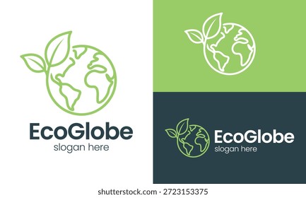 Ilustración de Plantilla de diseño de logotipo de globo ecológico. Diseño de Vector de concepto global con el icono gráfico del símbolo de la hoja