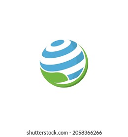 eco globe logo vector icon simple illustration design 