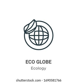 Eco globe outline vector icon. Thin line black eco globe icon, flat vector simple element illustration from editable ecology concept isolated stroke on white background