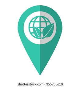 Eco globe - vector icon;  green map pointer