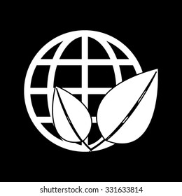 Eco globe - white vector icon