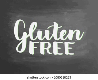 Eco gluten free chalkboard blackboard lettering writing handwritten text, chalk on a blackboard, vector illustration. Logo for healthy eat bar, restaurant, shops and printing and digital products