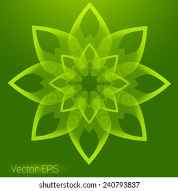Eco green abstract digital line art floral pattern. Element for design.