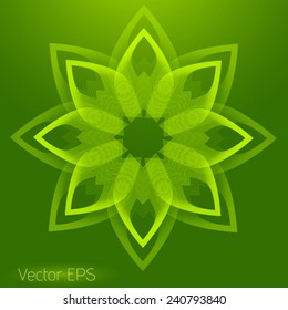 Eco green abstract digital line art floral pattern. Element for design.