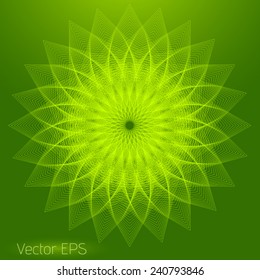 Eco green abstract digital line art floral pattern. Element for design.