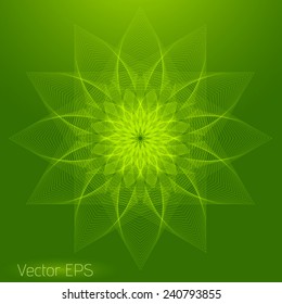 Eco green abstract digital line art floral pattern. Element for design.