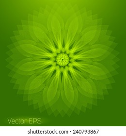 Eco green abstract digital line art floral pattern. Element for design.