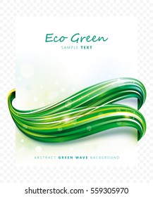 Eco green abstract wave background.