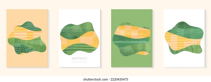 Eco green aesthetic irregular figure, pixel mosaic pattern, abstract agriculture field. Ecological vector background. Environment ecology design. Olive poster layout, template, poster, booklet, card