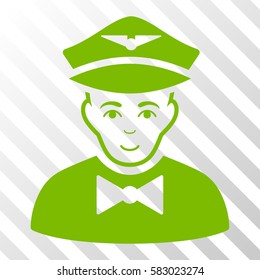 Eco Green Airline Steward interface pictogram. Vector pictogram style is a flat symbol on diagonal hatch transparent background.