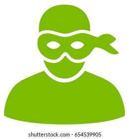 Eco Green Anonimious Thief toolbar icon. Vector pictogram style is a flat symbol on diagonal hatch transparent background.
