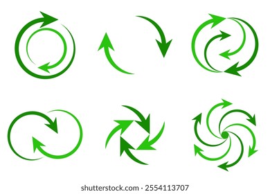 eco green arrows recycle logo icon set pack